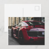 Carte Postale Petite voiture de sport rouge (Devant / Derrière)
