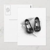 CARTE POSTALE PETITES CHAUSSURES NOIRES : ART DU PENCIL : RÉALIS (Devant / Derrière)