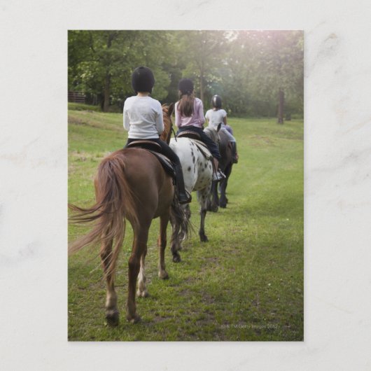Carte Postale Petites filles à cheval (Devant)