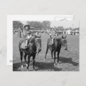 Carte Postale Petites filles à cheval, début 1900 (Devant / Derrière)