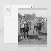Carte Postale Petites filles à cheval, début 1900 (Devant / Derrière)