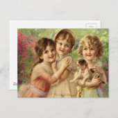 Carte Postale Petites filles vintages (Devant / Derrière)