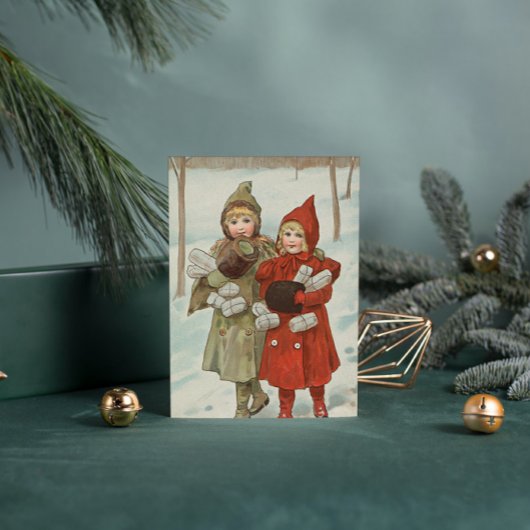 Carte Postale Petites filles vintages avec parcelles