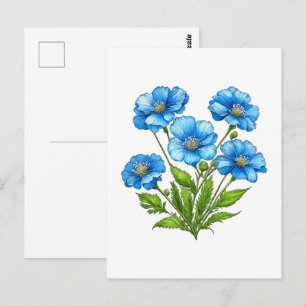 Carte Postale Petites fleurs bleues