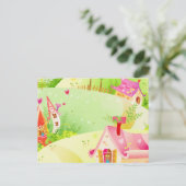 Carte Postale petites maisons roses (Debout devant)