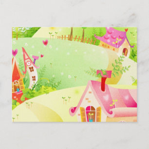 Carte Postale petites maisons roses