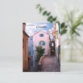 Carte Postale Petites maisons roses à Vrbnik Croatie (Debout devant)
