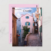 Carte Postale Petites maisons roses à Vrbnik Croatie (Devant / Derrière)