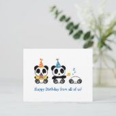 Carte Postale Petites Pandas mignonnes à l'anniversaire blanc de (Debout devant)