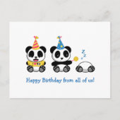 Carte Postale Petites Pandas mignonnes à l'anniversaire blanc de (Devant)