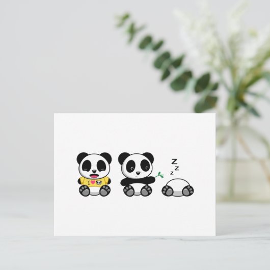 Carte Postale Petites Pandas mignonnes en blanc (Debout devant)