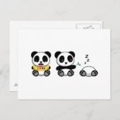 Carte Postale Petites Pandas mignonnes en blanc (Devant / Derrière)