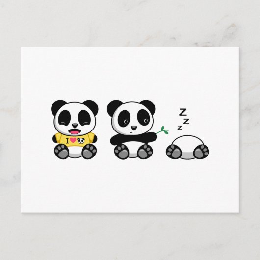 Carte Postale Petites Pandas mignonnes en blanc (Devant)