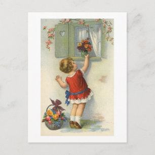 Carte Postale Petites places bouquet de fleurs sur le rebord de 