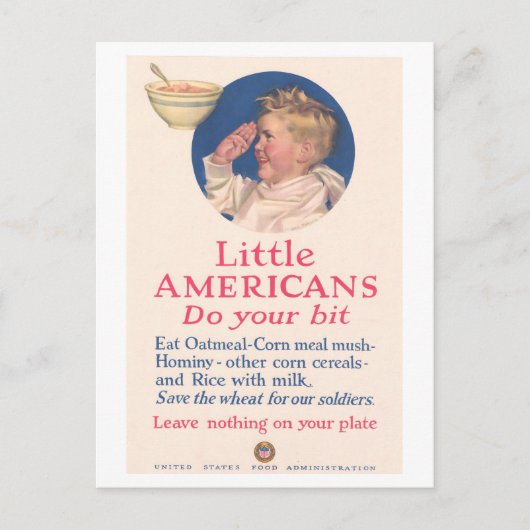 Carte Postale Petits Américains : Poster du Club Plate Propre WW (Devant)