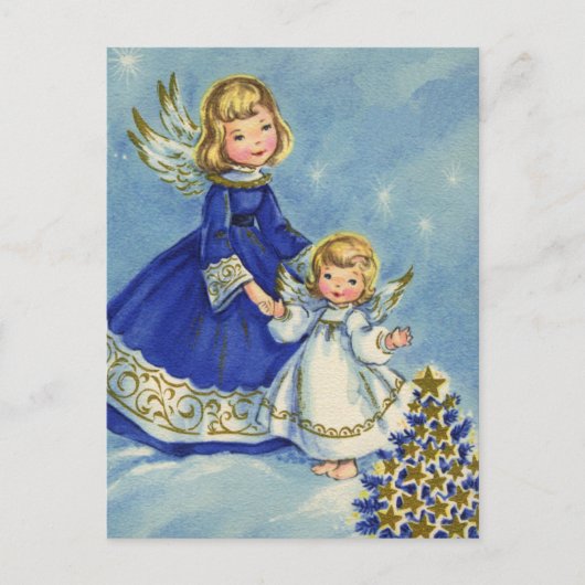 Carte Postale Petits anges en bleu et blanc (Devant)