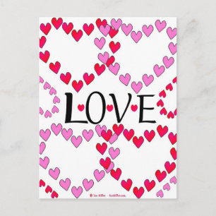 Carte Postale Petits coeurs rose rouge AMOUR