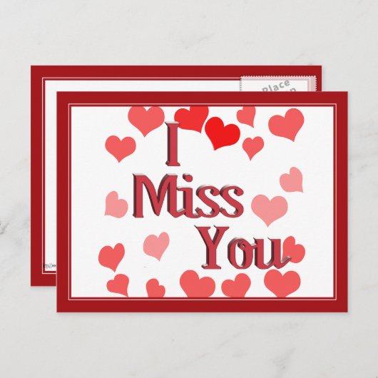 Carte Postale Petits Coeurs - Vous Me Manquez (Devant / Derrière)