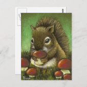 Carte Postale Petits écureuils et champignons (Devant / Derrière)