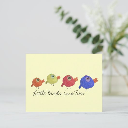 Carte Postale Petits oiseaux dans une rangée (Debout devant)
