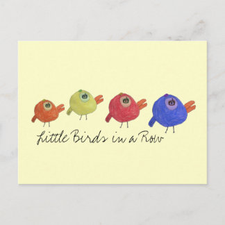 Carte Postale Petits oiseaux dans une rangée
