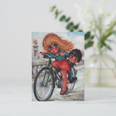Carte Postale Petits Poulbots à vélo (Debout devant)