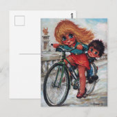 Carte Postale Petits Poulbots à vélo (Devant / Derrière)