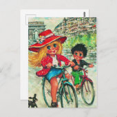 Carte Postale Petits Poulbots à vélo 2 (Devant / Derrière)