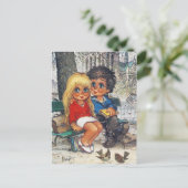 Carte Postale Petits Poulbots sur un banc (Debout devant)