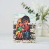 Carte Postale Petits Poulbots sur un banc (Debout devant)