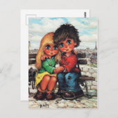 Carte Postale Petits Poulbots sur un banc (Devant / Derrière)