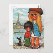 Carte Postale Petits Poulbots Tour Eiffel (Devant / Derrière)