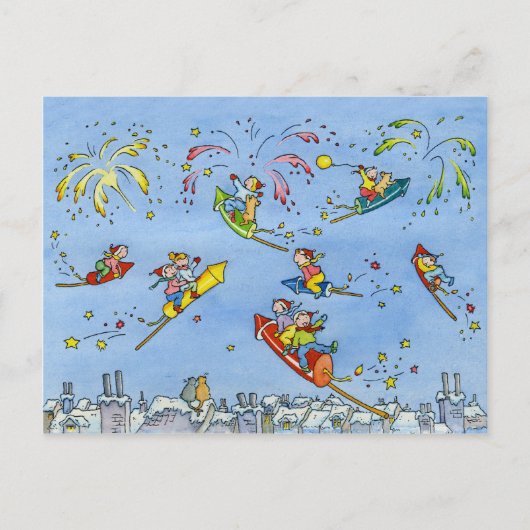 Carte postale "petits Rocket " de bonne année (Devant)