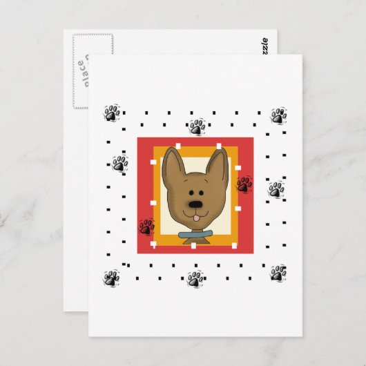 Carte Postale Petits T-shirts et cadeaux Doggie Brown (Devant / Derrière)