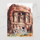 Carte Postale Petra Jordan Aquarelle Peinture Voyage (Devant)