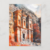Carte Postale Petra Jordan Aquarelle Peinture Voyage (Devant)