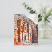 Carte Postale Petra Jordan Aquarelle Peinture Voyage (Debout devant)