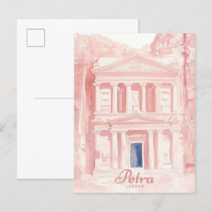 Carte Postale Petra Jordan Gouache Peinture Illustration Voyage