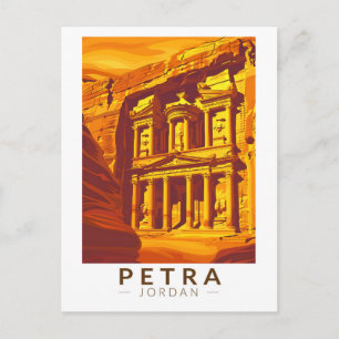Carte Postale Pétra Jordanie Coucher de soleil Voyage Art Vintag