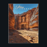 Carte Postale Petra, Jordanie : Iconic Red Rock Temple<br><div class="desc">Découvrez la beauté antique de Petra,  en Jordanie,  avec cette carte postale animée qui présente le temple emblématique niché au milieu de formations rocheuses rouges profondes. Des couleurs plates et une typographie audacieuse soulignent la grandeur historique de ce site archéologique de renommée mondiale.</div>