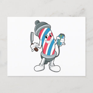 Carte Postale Peut comme coiffeur avec rasoir
