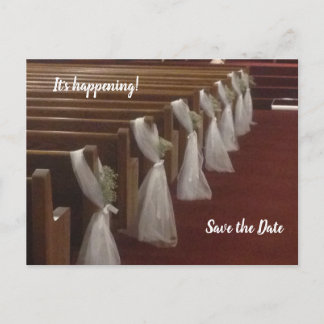 Carte Postale Pews décorées pour un mariage Enregistrer la date