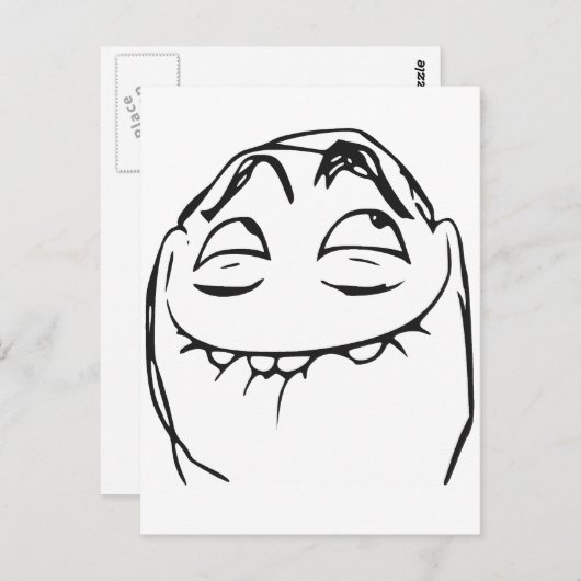 Carte Postale PFFTCH Raughing Rage Face Comique Mème (Devant / Derrière)