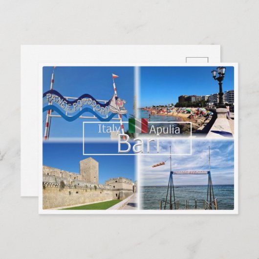 Carte Postale PGL044 BARI, panneau de plage e pomodoro, (Devant / Derrière)