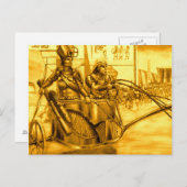 Carte Postale Pharaon égyptien dans son chariot (Devant / Derrière)