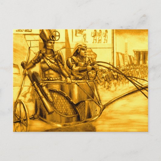 Carte Postale Pharaon égyptien dans son chariot (Devant)
