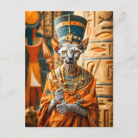 Carte Postale Pharaon sans cheveux avec couronne (Devant)