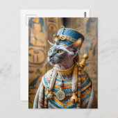 Carte Postale Pharaon sans cheveux avec couronne (Devant / Derrière)