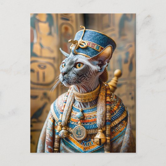 Carte Postale Pharaon sans cheveux avec couronne (Devant)