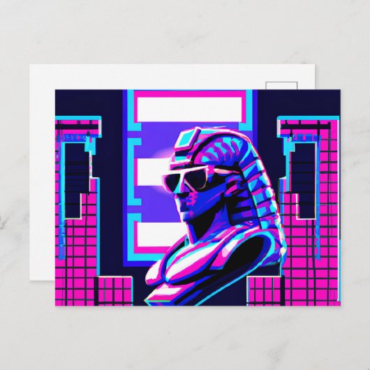 Carte Postale Pharaon Synthwave (Devant / Derrière)
